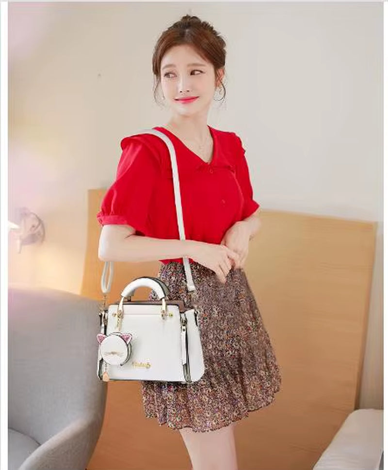 New Trendy Fashion Handbags Atmospheric All-Match Ladies Shoulder Bag Messenger Bag Cat Coin Purse Headphone Bag 2023