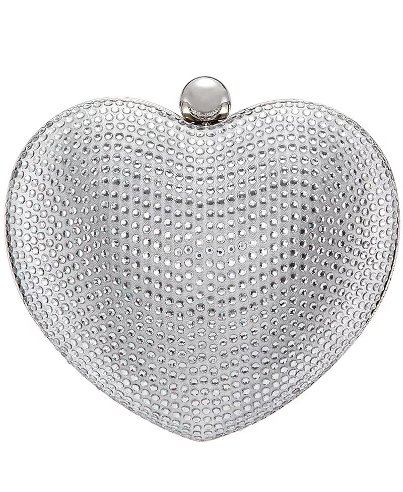 Amorie Crystal Embellished Heart Minaudiere Clutch