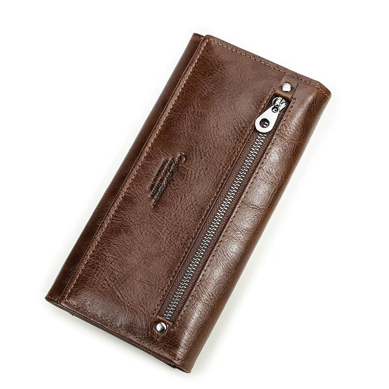 Contact'S Women Genuine Leather Wallets with Coin Pocket Long Wallets Zipper Wallets with Card Holders Femal Purse