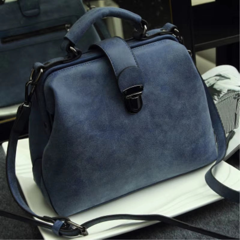 Fashion New Retro Women Doctor Bag 2024 Mobile Messenger Shoulder Clutch Large Capacity Ladies Scrub Leather Leather Handbag