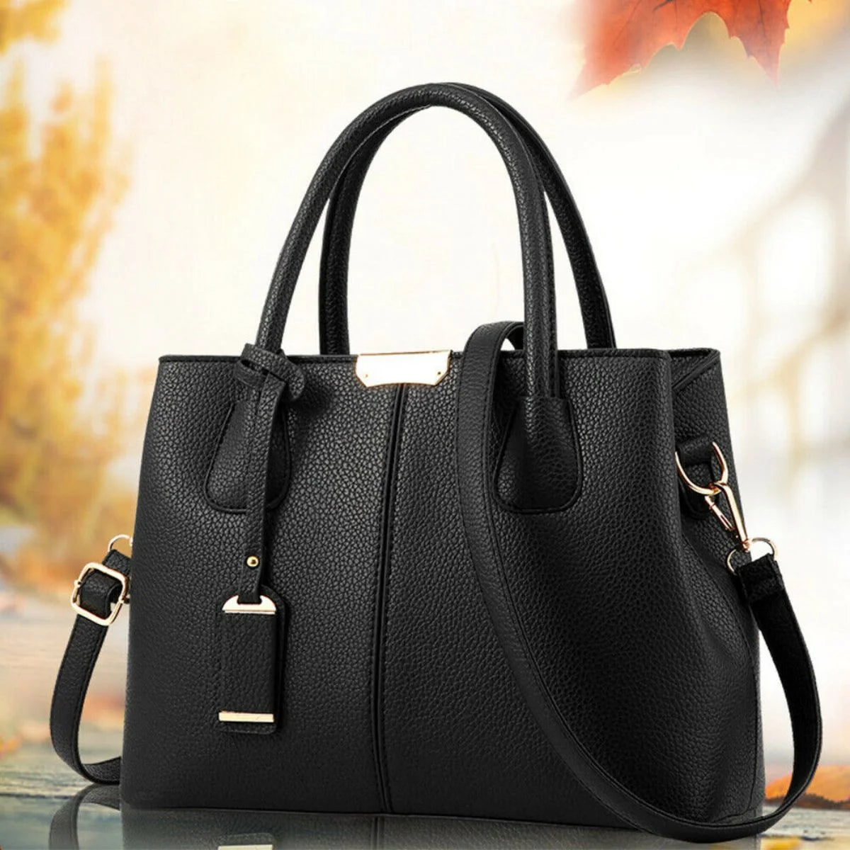 Women Leather Handbag Crossbody Shoulder Bagtote Satchel Messenger Purse Black