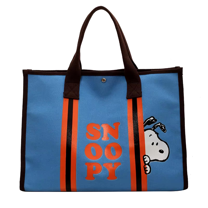 Cartoon Cute Print Snoopy Canvas Bag Large Capacity Tote Bag Women'S Handbag Fashion Shoulder Bag Shopping Bag