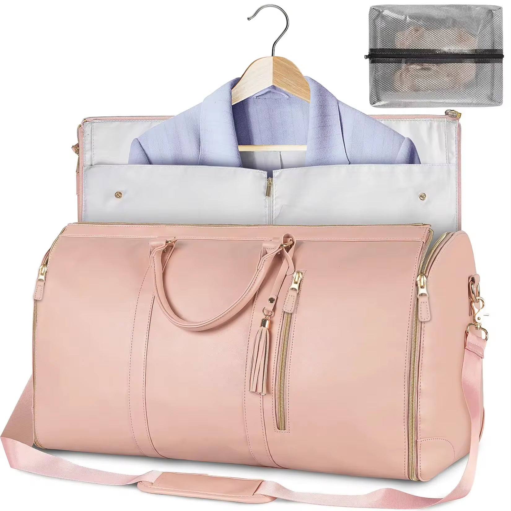 Foldable Women'S Travel Convenient Carry-On Clothing Bag Large PU Leather Duffel Bag Women'S Business Travel Bag