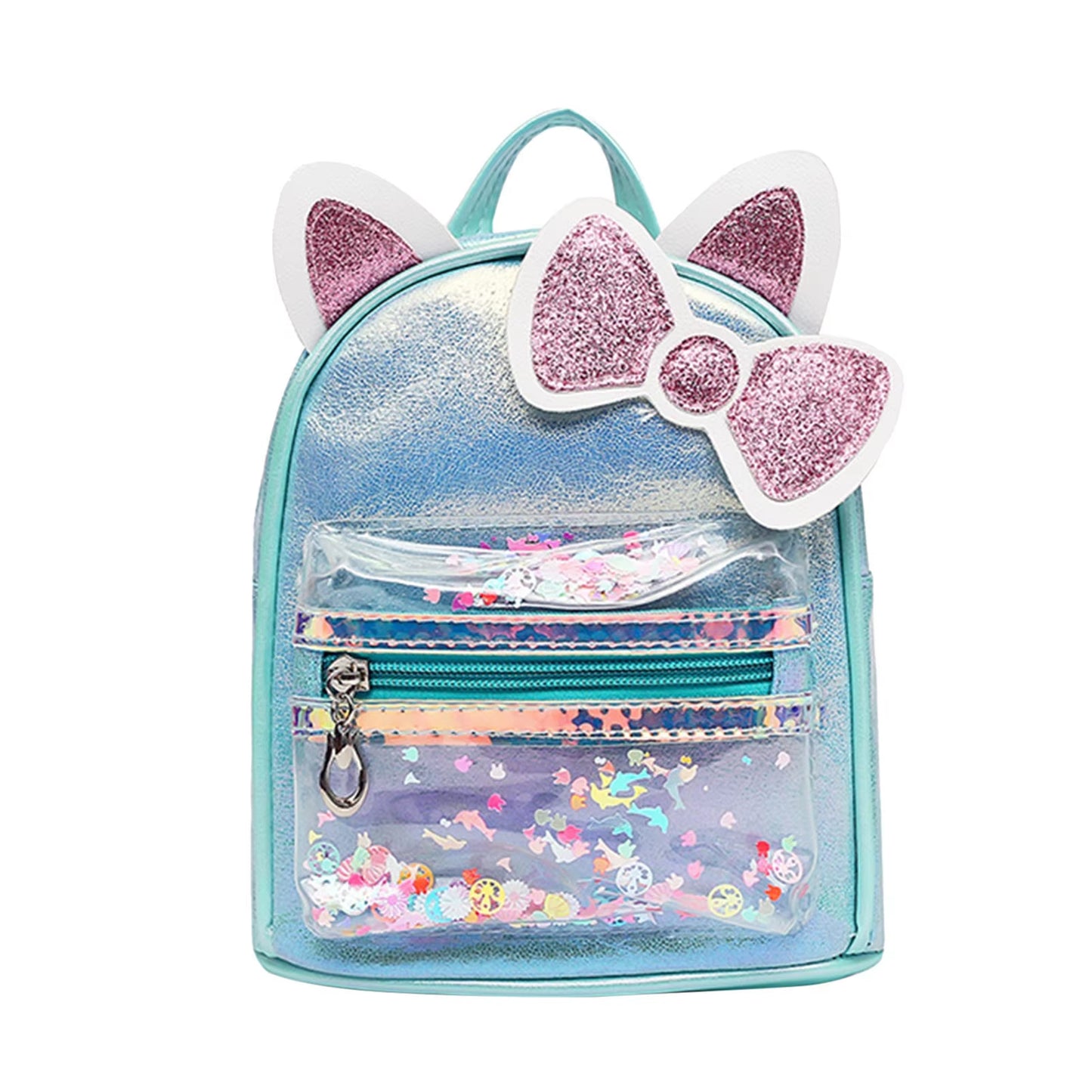 Cartoon Bowknot Mini Backpack for Children Women Solid Color PU Leather School Bags for Boys and Girls Zipper Travel Backpacks