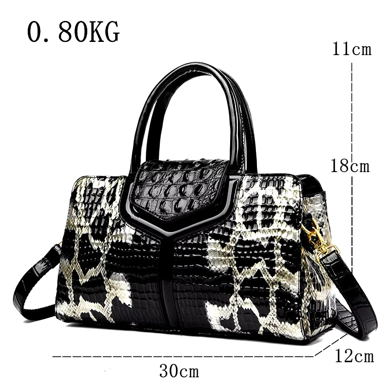 Luxury 2023 New Crocodile Cowhide Women'S High Quality Leather Bag Large Capacity Female One Shoulder Handbag Boston Pillow Bag