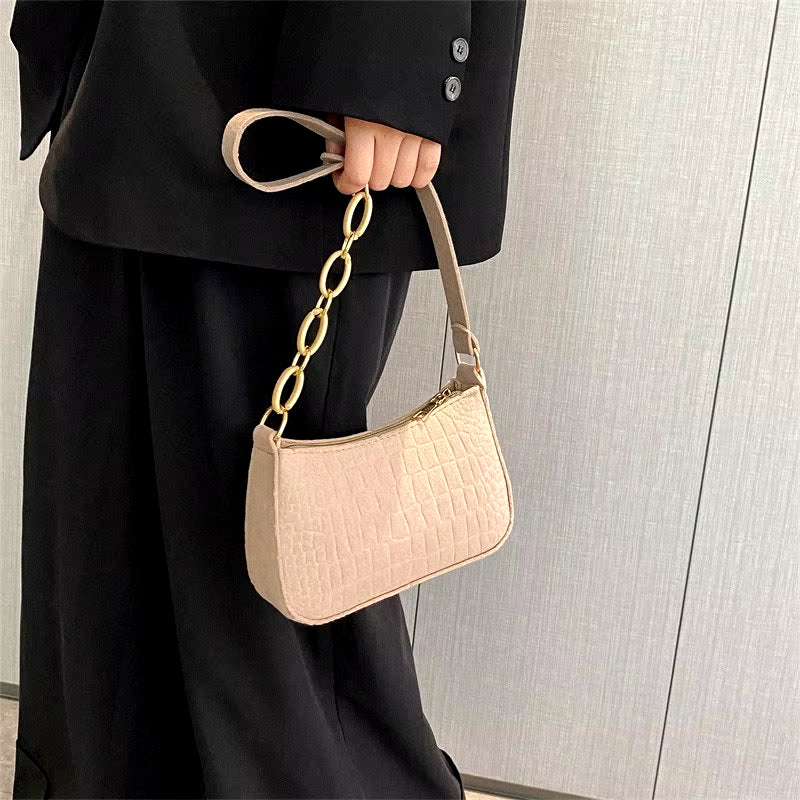 New Felt Bag Textured Crocodile Niche Underarm Bag Fashion Chain Tote Women'S Bag