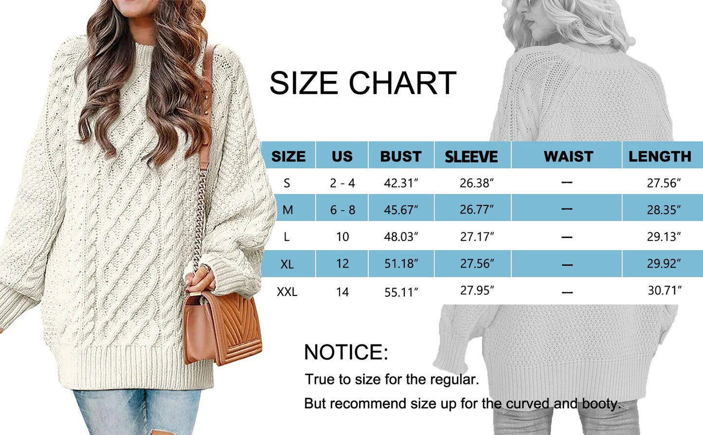 Oversized Sweaters for Women Cable Knit Chunky Pullover Sweater