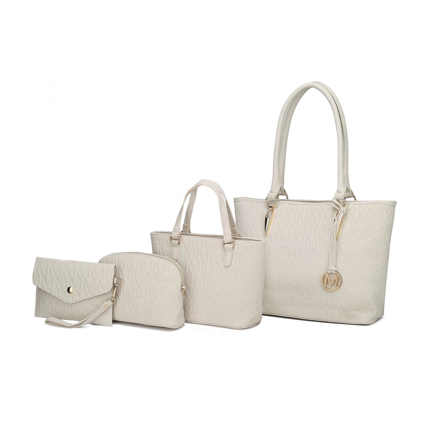 Edelyn Embossed M Signature Vegan Leather Women’S Tote Bag – 4 Pcs Set by Mia K -