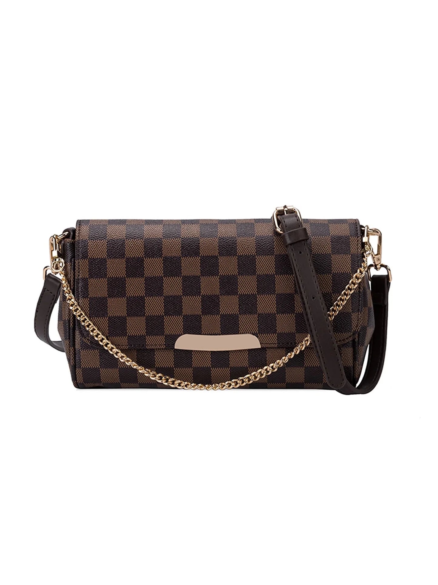 Womens Checkered Crossbody Bag PU Vegan Leather Shoulder Bag Fashion Handbag Satchel Purse Bags Christmas Gifts Bag,Brown Print