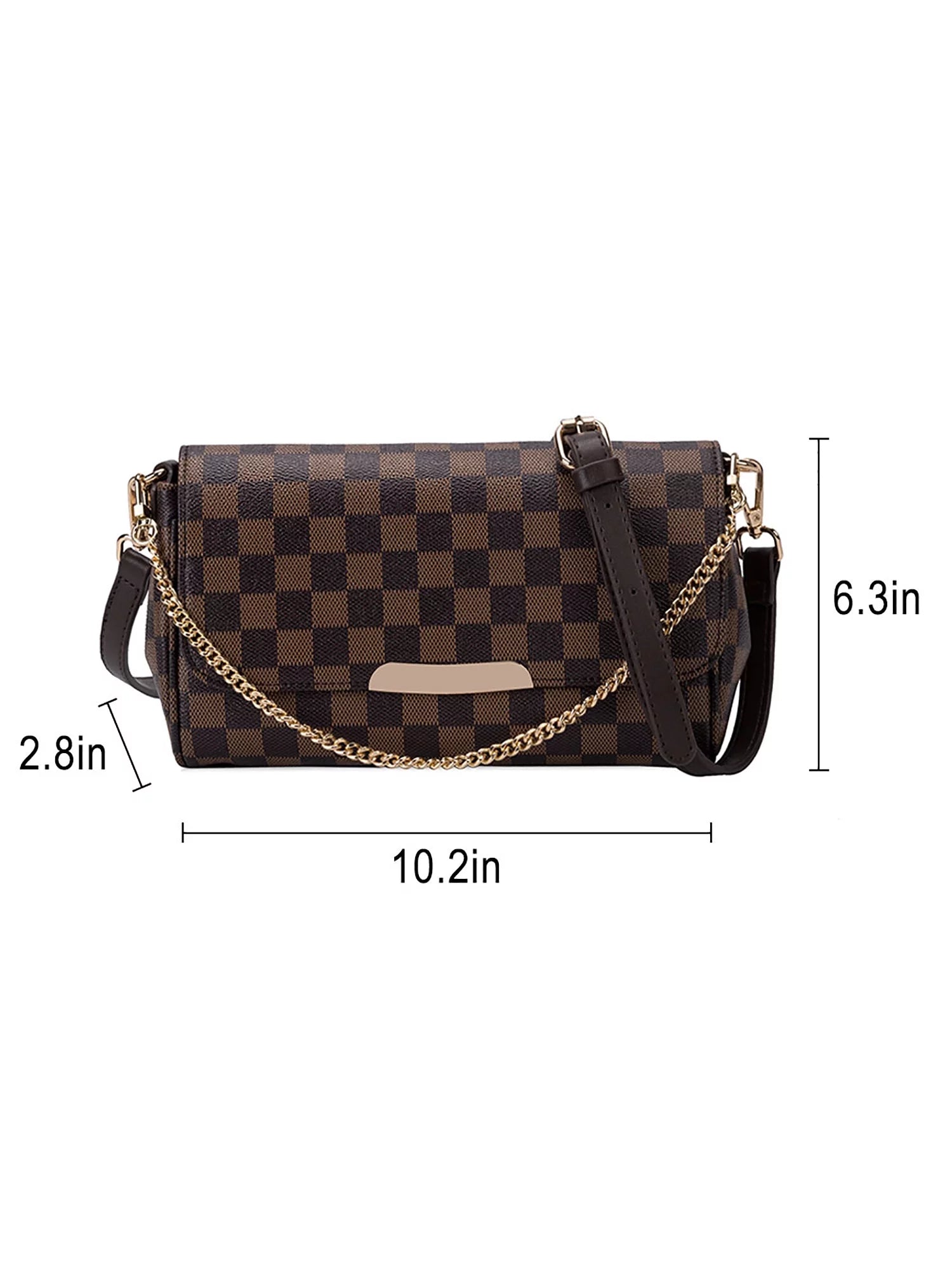 Womens Checkered Crossbody Bag PU Vegan Leather Shoulder Bag Fashion Handbag Satchel Purse Bags Christmas Gifts Bag,Brown Print