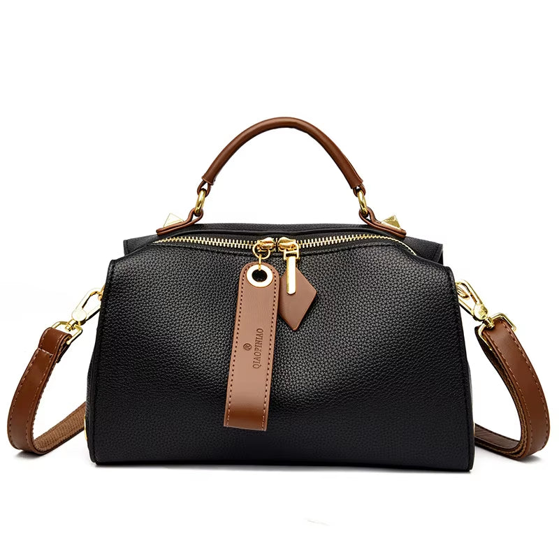 High Quality Solid Color Leather Shoulder Crossbody Bag for Women 2023 Luxury Women'S Handbag Designer Female Messenger Tote Sac