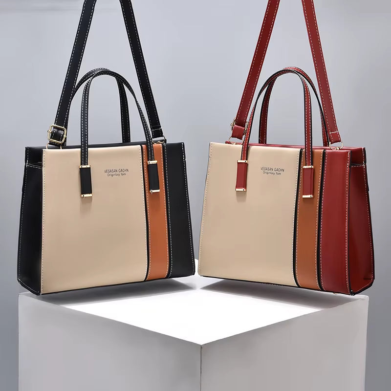 Patchwork Handbags for Women Adjustable Strap Top Handle Bag Large Capacity Totes Shoulder Bags Fashion Crossbody Bags Work Gift