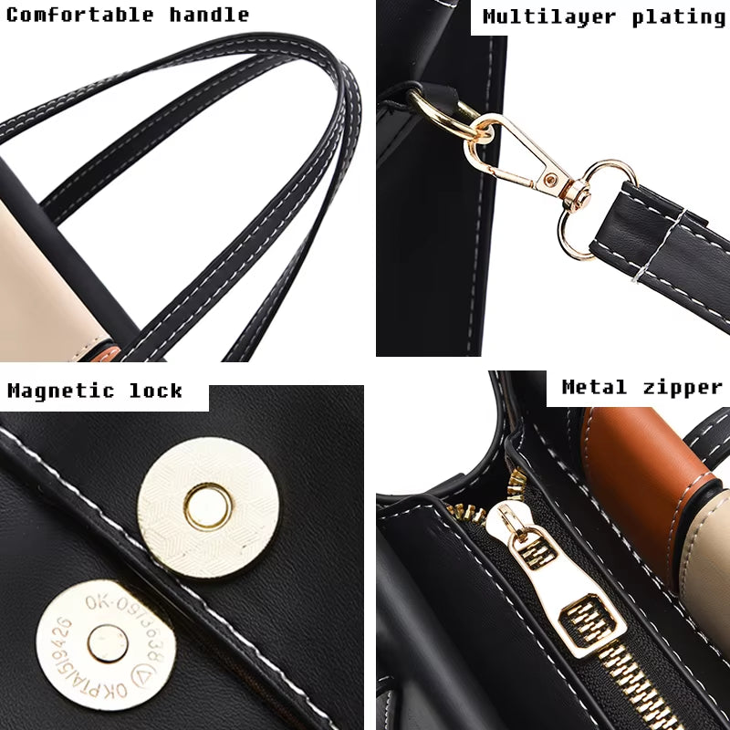 Patchwork Handbags for Women Adjustable Strap Top Handle Bag Large Capacity Totes Shoulder Bags Fashion Crossbody Bags Work Gift