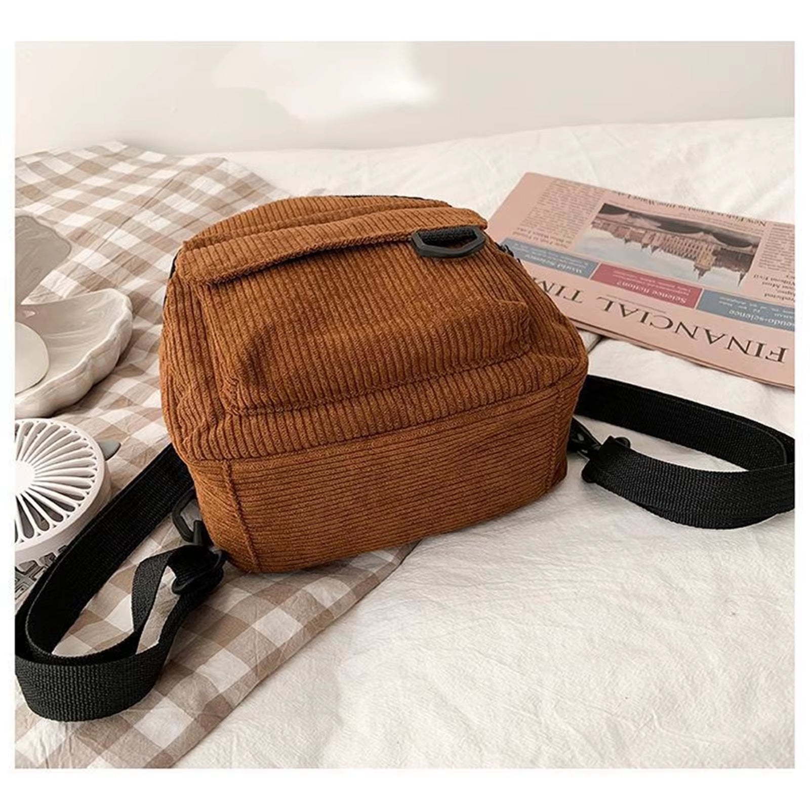 Fashion Women'S Mini Backpack Fashion Solid Color Corduroy Small Simple Casual Traveling Large Capacity Bookbag Female Schoolbag