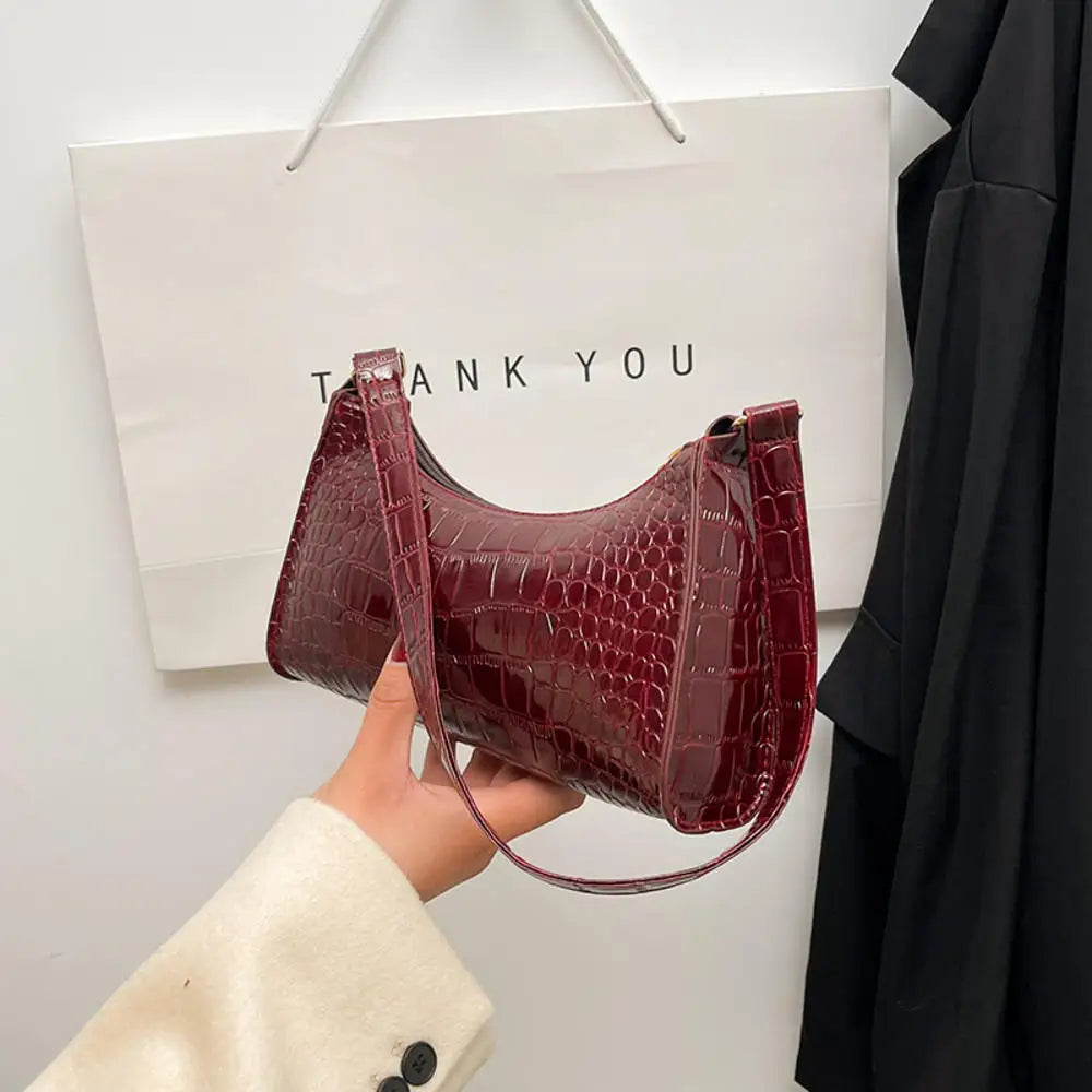 Black PU Leather Shoulder Bag Retro Solid Color Casual Female Hobos Handbags Women'S Fashion Handbags Shopper Clutch Purse