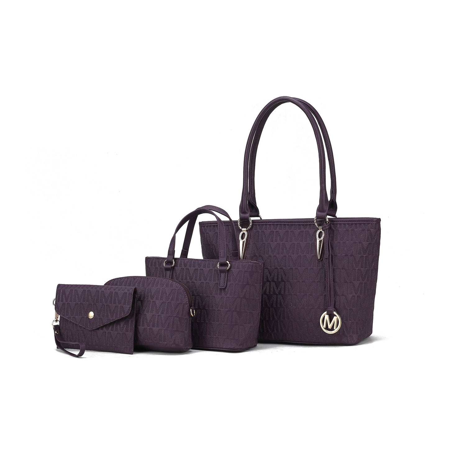 Edelyn Embossed M Signature Vegan Leather Women’S Tote Bag – 4 Pcs Set by Mia K -