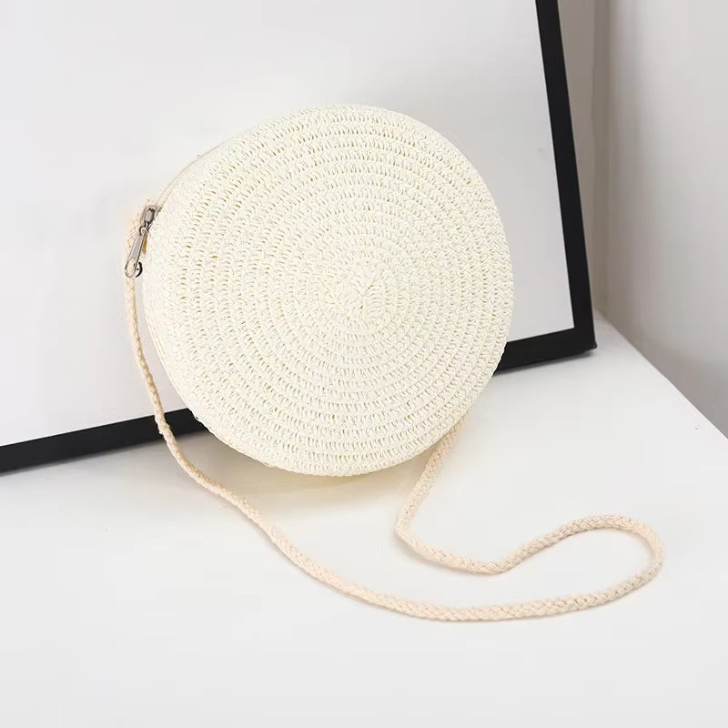 Gusure Summer Woven Straw Crossbody Bags for Women Fashion round Handmade Rattan Beach Small Handbag Travel Female Shoulder Bag