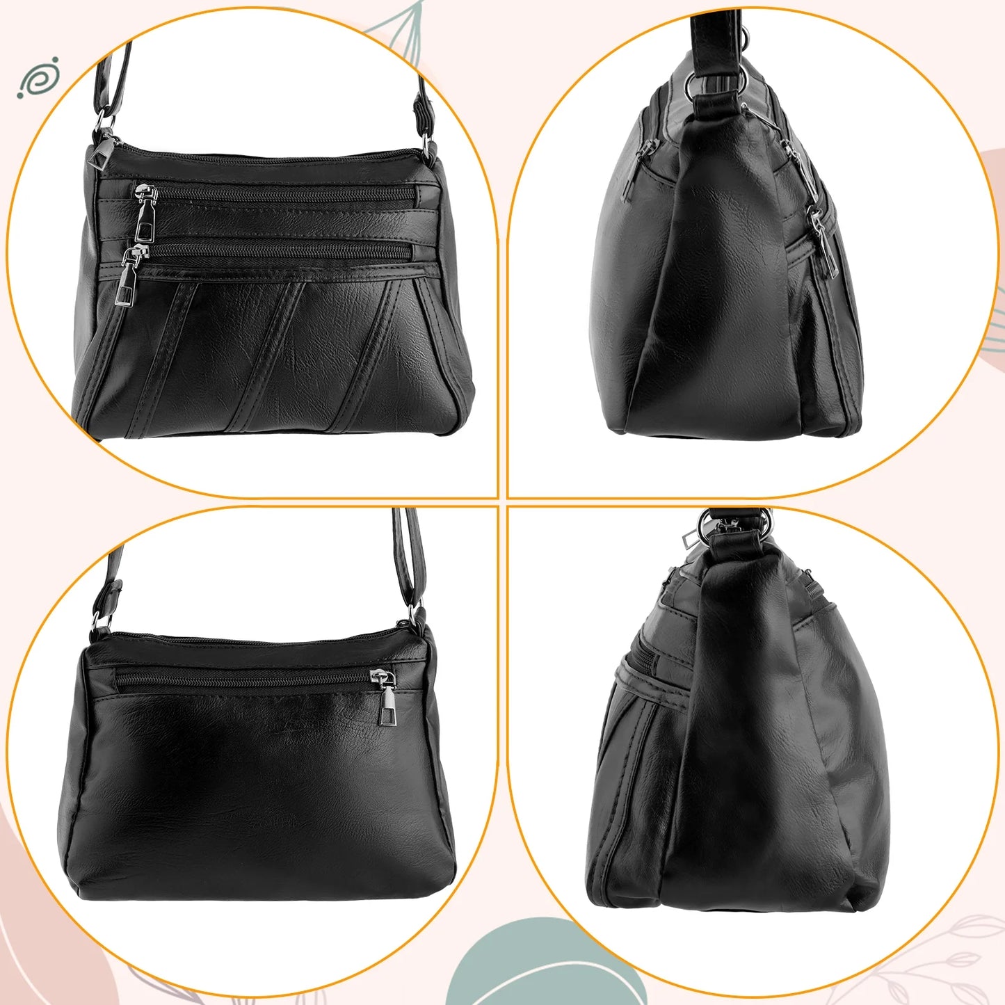 Women'S Purse for Bag Soft PU Leather Shoulder Bag Women'S Handbag Handle Satchel, Black