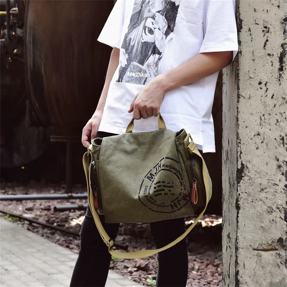 Men'S Fashion Canvas Shoulder Bags Business Travel Crossbody Bags Men Messenger Bags Briefcase Men Handbag Tote