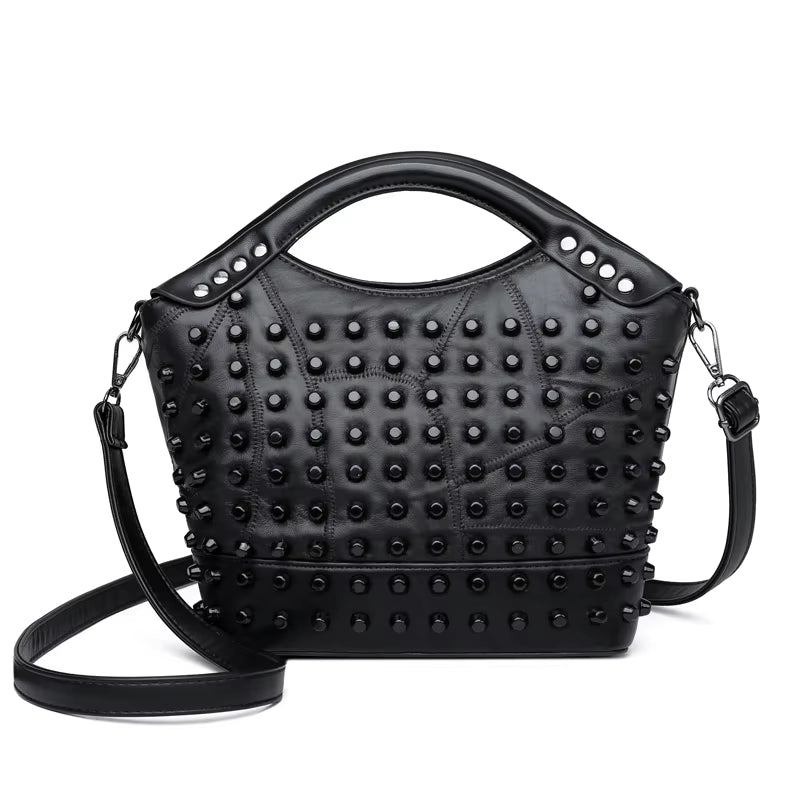 Fashion Sheepskin Leather Women Handbag Luxury Rivet Ladies Hand Bags Tote Bag Famous Brand Messenger Crossbody Bags for Women