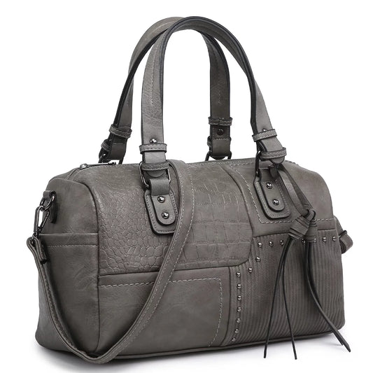 Women Soft Vegan Leather Barrel Bags Large Top Handle Totes Satchel Handbags Shoulder Purse