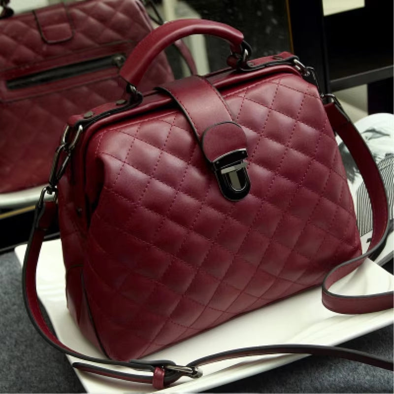 Fashion New Retro Women Doctor Bag 2024 Mobile Messenger Shoulder Clutch Large Capacity Ladies Scrub Leather Leather Handbag