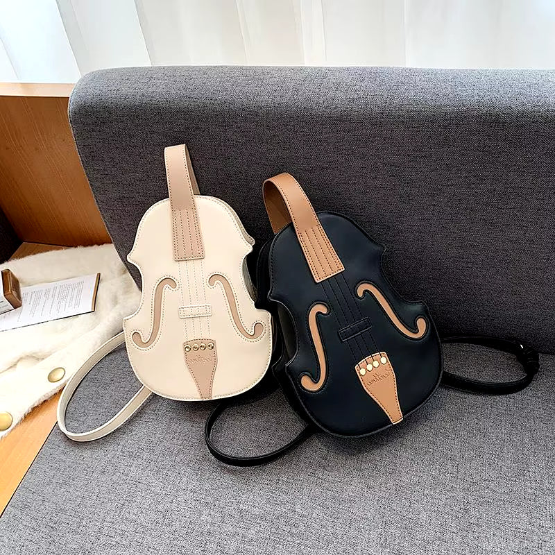 Creative Violin Female Crossbody Bag PU Leather Small Backpacks for Women Luxury Design Thread Ladies Fashion Shoulder Bag