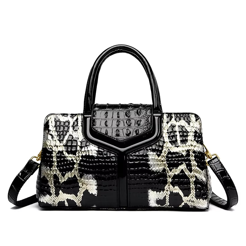 Luxury 2023 New Crocodile Cowhide Women'S High Quality Leather Bag Large Capacity Female One Shoulder Handbag Boston Pillow Bag