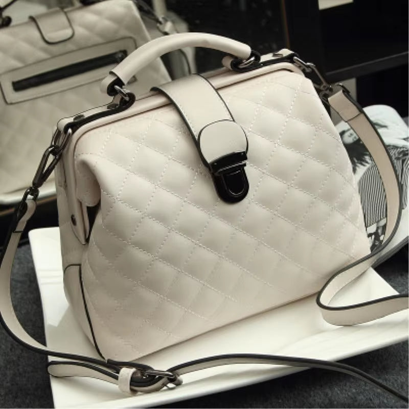 Fashion New Retro Women Doctor Bag 2024 Mobile Messenger Shoulder Clutch Large Capacity Ladies Scrub Leather Leather Handbag