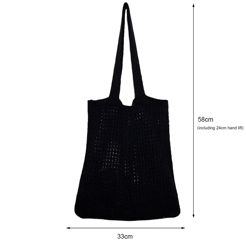 Fashion Hollow Knitted Women'S Bags Casual Female Shoulder Bags Simple Crochet Tote Bags Ladies Shopping Top-Handle Bags Handbag