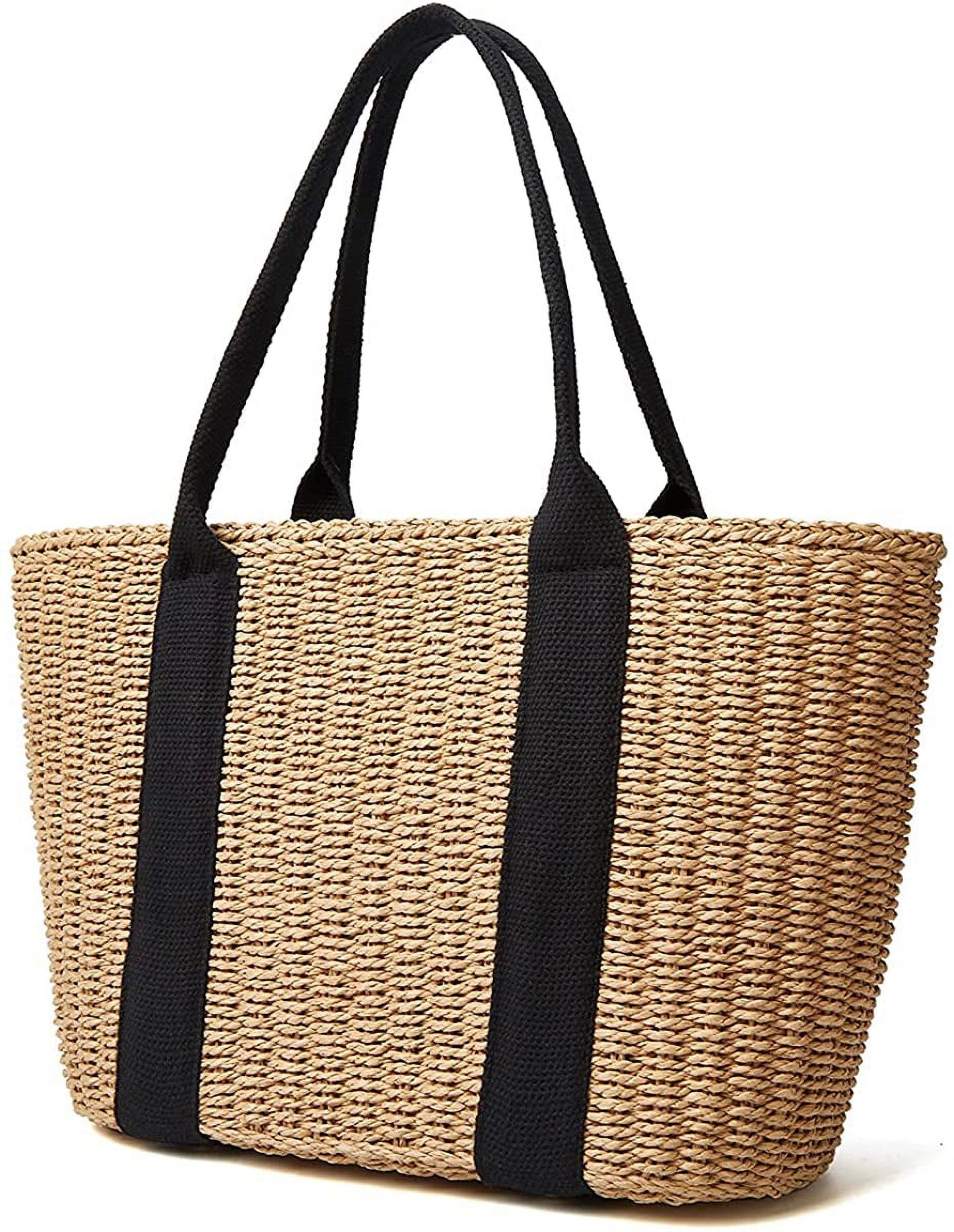 Women Straw Bags Summer Beach Large Tote Bag Handmade Woven Shoulder Crossbody Handbag