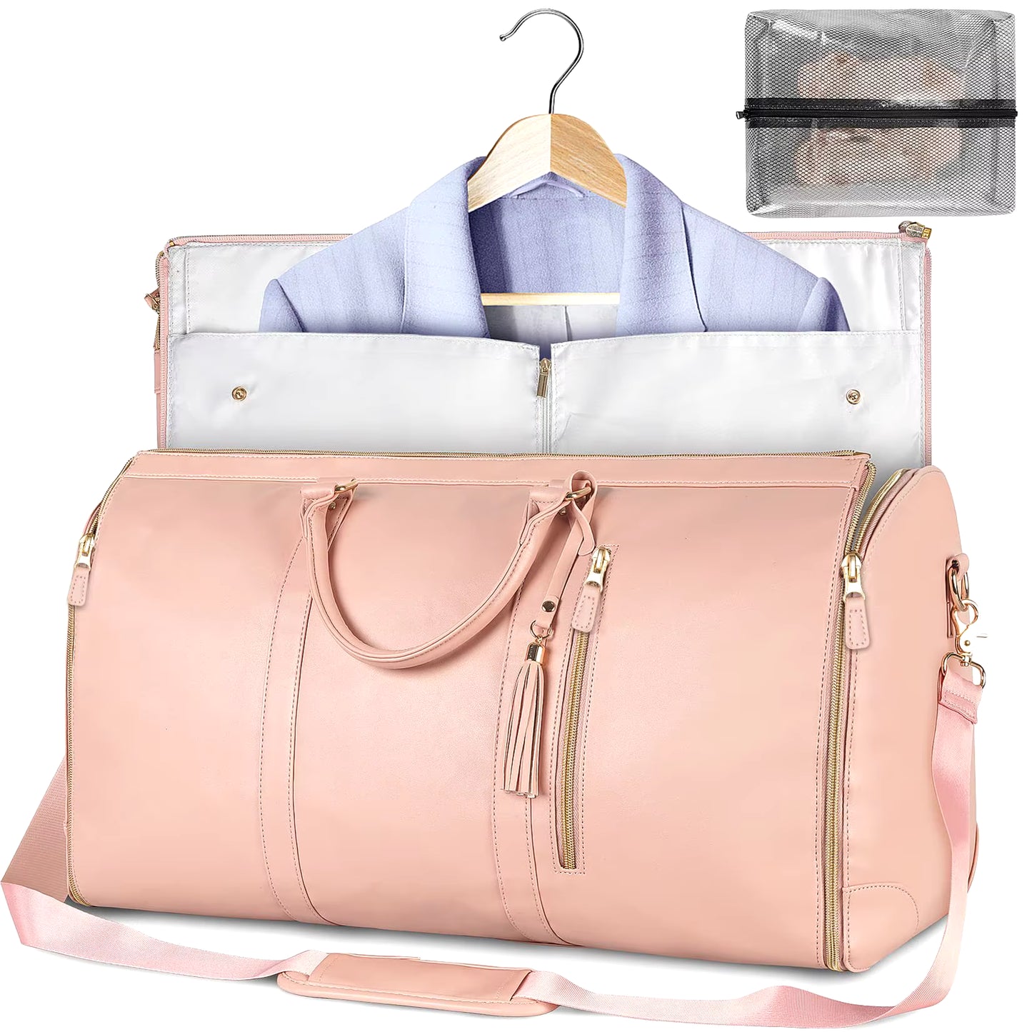 Foldable Women'S Travel Convenient Carry-On Clothing Bag Large PU Leather Duffel Bag Women'S Business Travel Bag