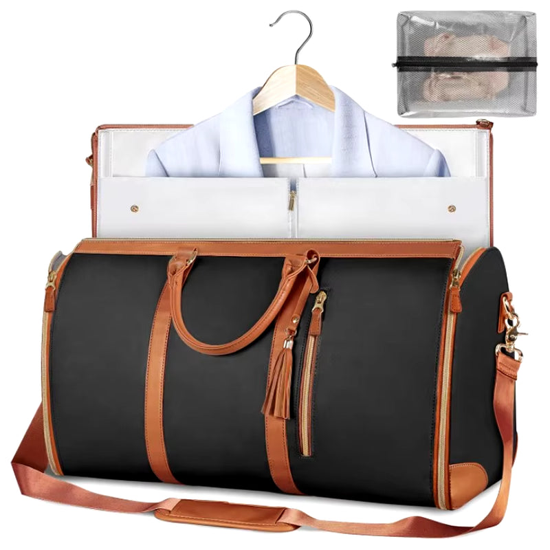 Foldable Women'S Travel Convenient Carry-On Clothing Bag Large PU Leather Duffel Bag Women'S Business Travel Bag