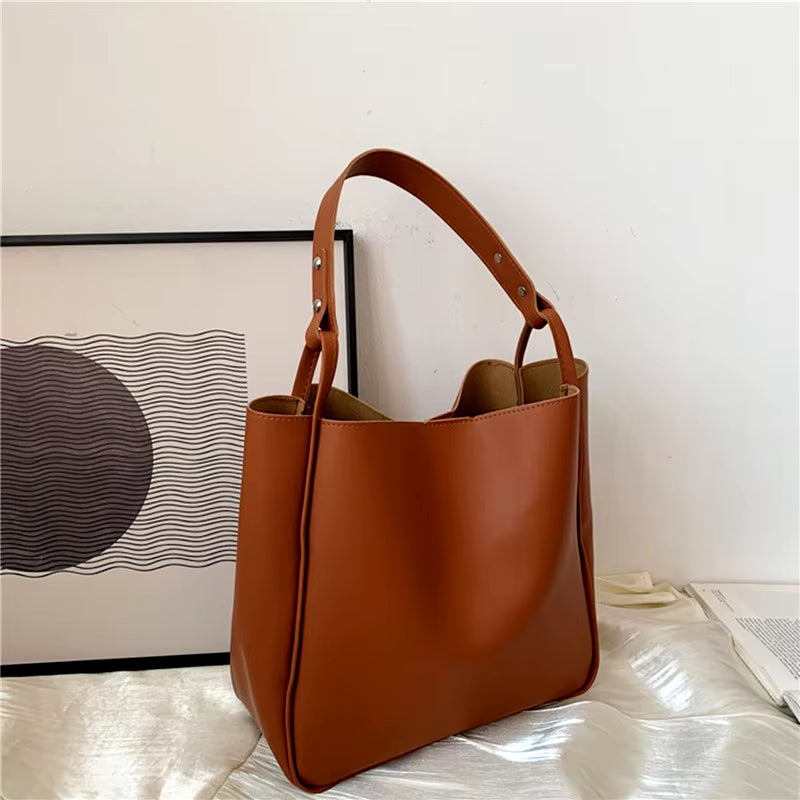 New Women Handbags PU Leather Shoulder Bags Shopping and Travel Bags Large Capacity Female'S Bags