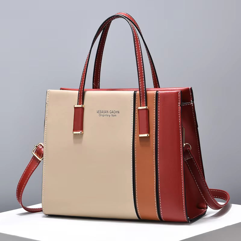 Patchwork Handbags for Women Adjustable Strap Top Handle Bag Large Capacity Totes Shoulder Bags Fashion Crossbody Bags Work Gift