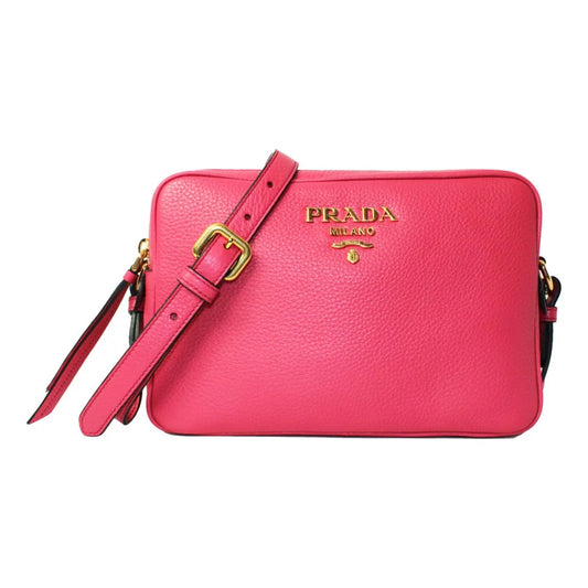 New  Peonia Pink Vitello Phenix Leather Double Zip Crossbody 1BH079