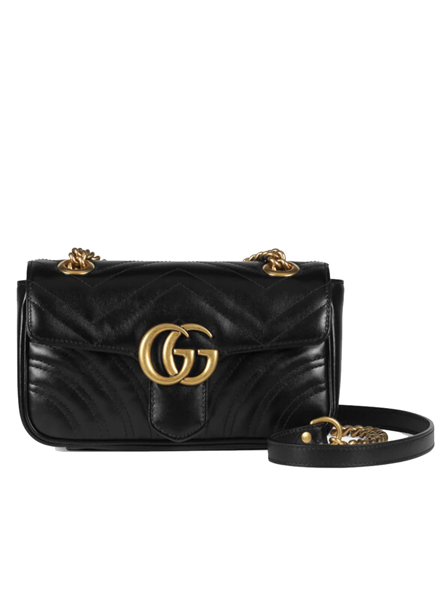 GG Marmont Mini Matelassé Black Leather Shoulder Bag