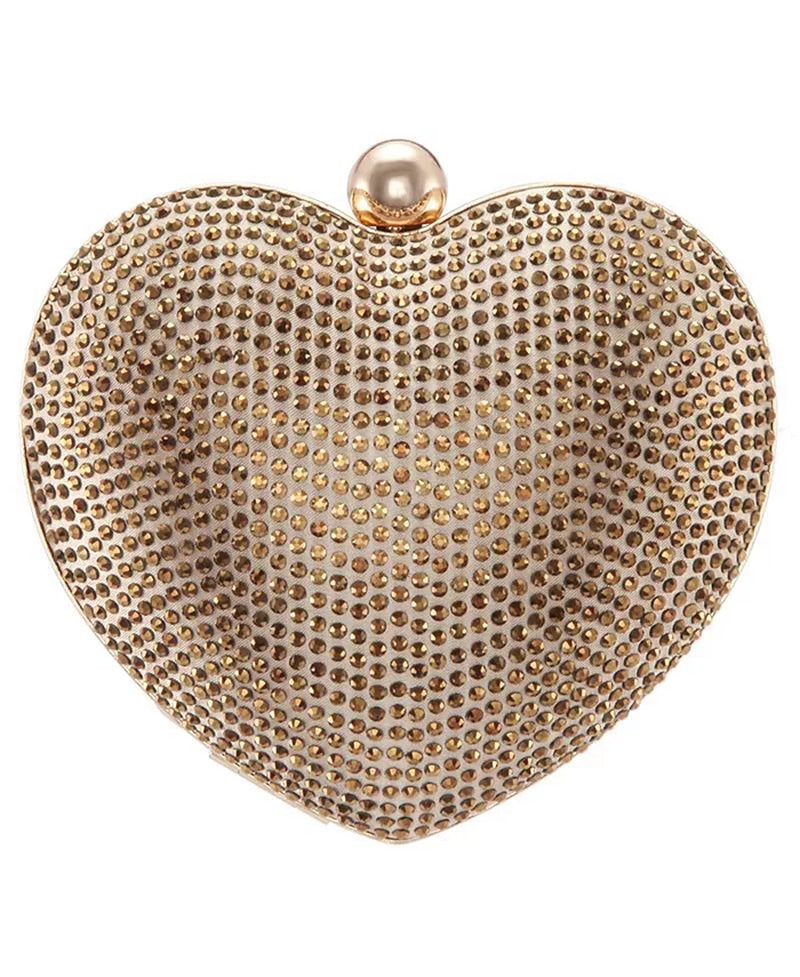 Amorie Crystal Embellished Heart Minaudiere Clutch