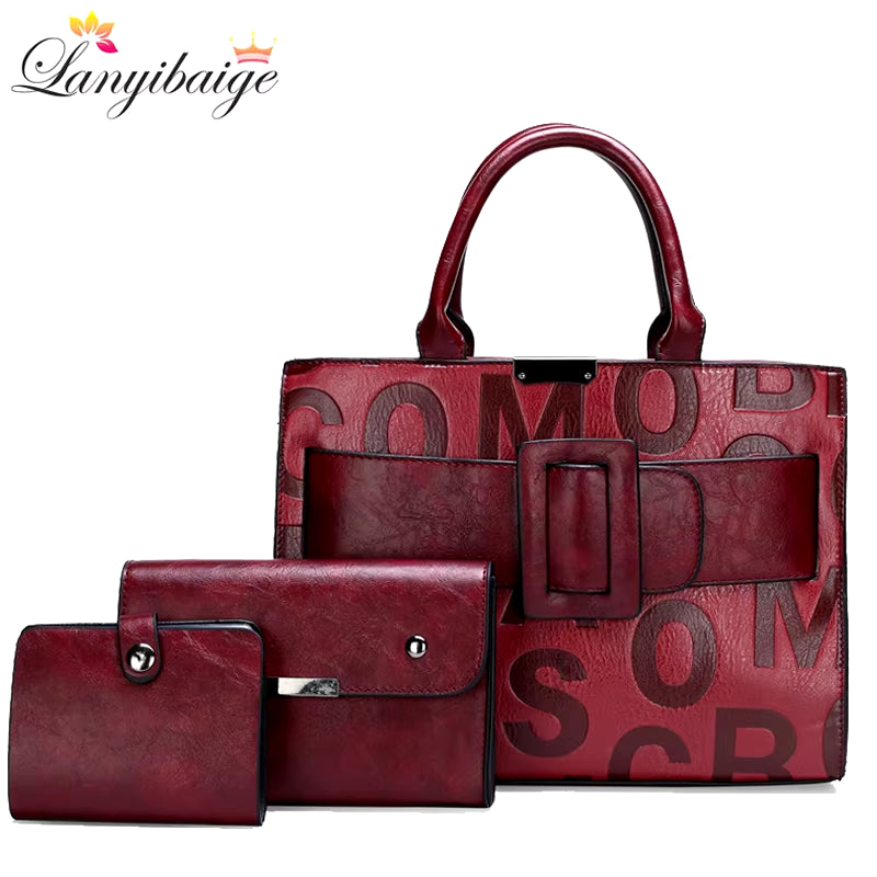 3-Piece Set Ladies Handbag Luxury Brand Pu Leather Handbags Fashion Shoulder Crossbody Bags for Women 2023 New Tote Bag Bolsos