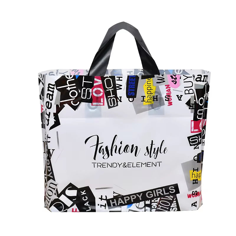 Fashon Cosmetic Plastic Bags with Handles Customized Clothing Package Bags Portable Shopping Bags for Boutique