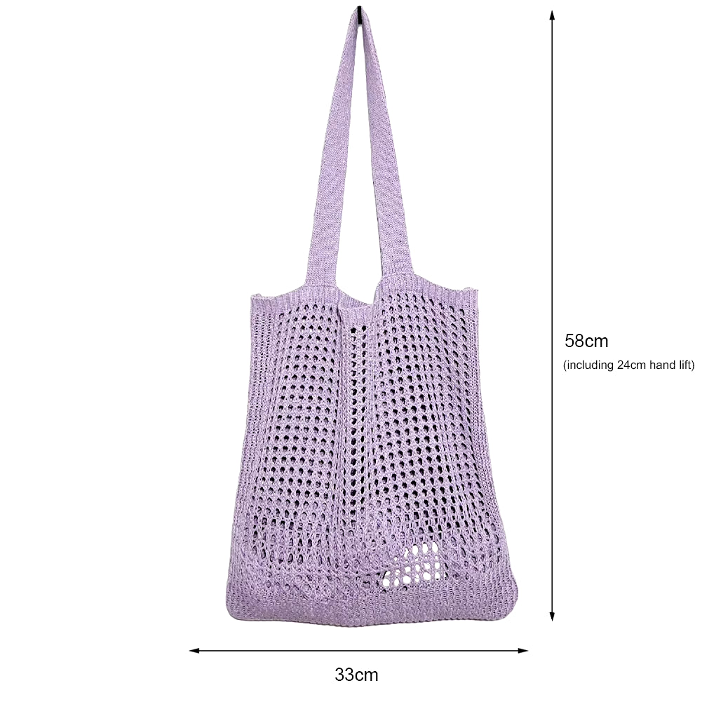 Fashion Hollow Knitted Women'S Bags Casual Female Shoulder Bags Simple Crochet Tote Bags Ladies Shopping Top-Handle Bags Handbag