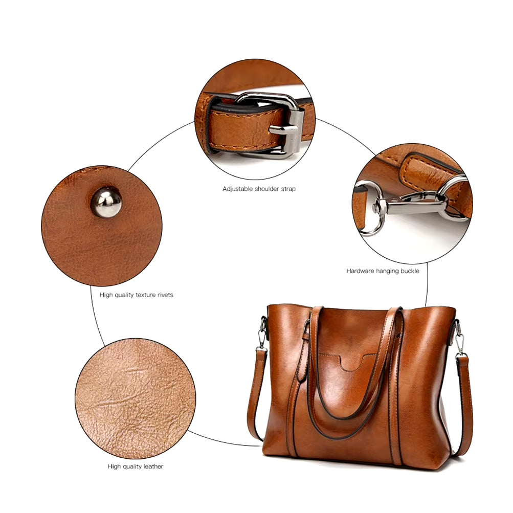 Shoulder Bags for Women Oil Wax Leather Handbag Tote Crossbody Bag Vintage Satchels Women Bags Designer Handbag High Quality