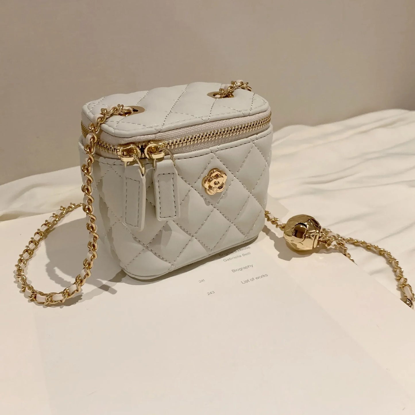 Camellia Rhombic Chain Box Small Bag Women'S Winter Mini Shoulder Crossbody Bag Purses and Handbags Women Handbags Purses