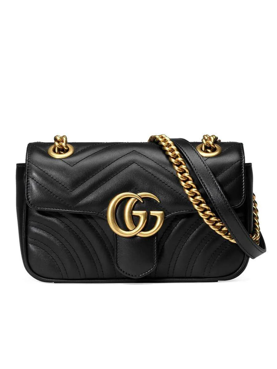 GG Marmont Mini Matelassé Black Leather Shoulder Bag