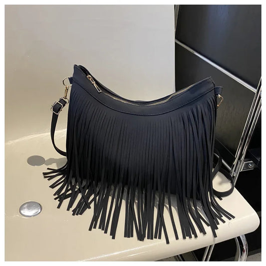 Vintage Tassels Crossbody Bags for Women, Large Capacity Casual Fringes Shoulder Bag for Outdoor Travel, Ladies Handbags