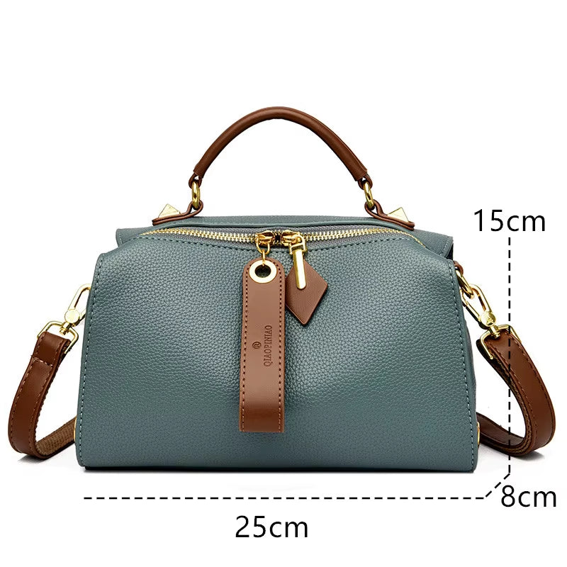 High Quality Solid Color Leather Shoulder Crossbody Bag for Women 2023 Luxury Women'S Handbag Designer Female Messenger Tote Sac