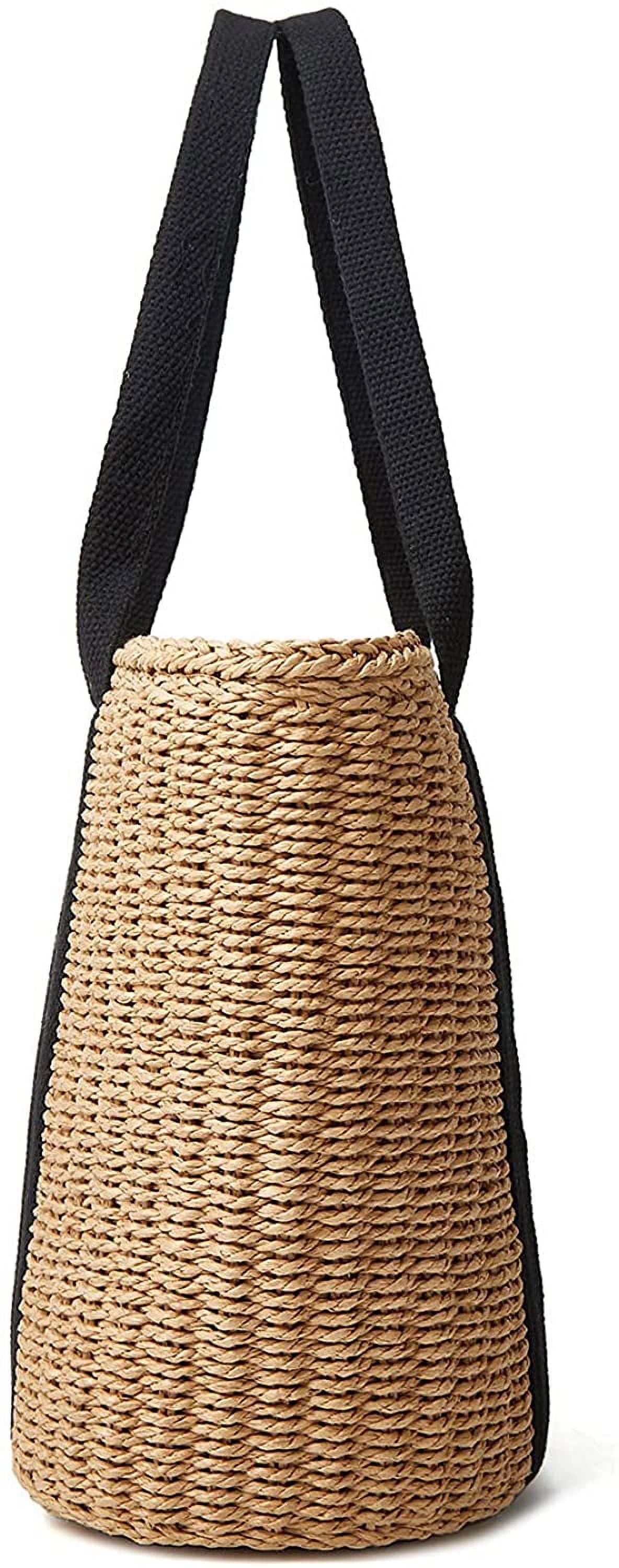 Women Straw Bags Summer Beach Large Tote Bag Handmade Woven Shoulder Crossbody Handbag