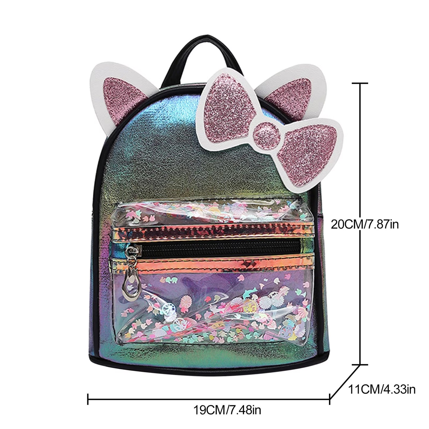 Cartoon Bowknot Mini Backpack for Children Women Solid Color PU Leather School Bags for Boys and Girls Zipper Travel Backpacks