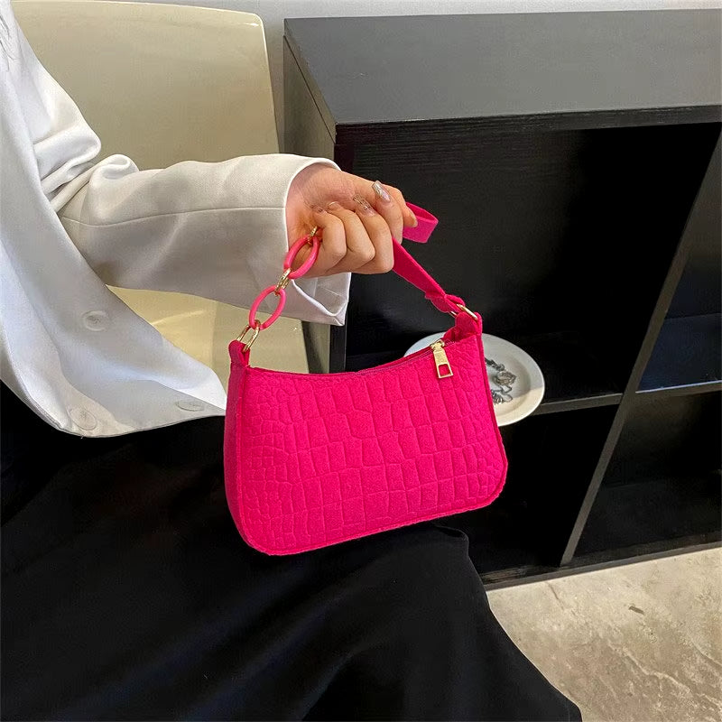 New Felt Bag Textured Crocodile Niche Underarm Bag Fashion Chain Tote Women'S Bag