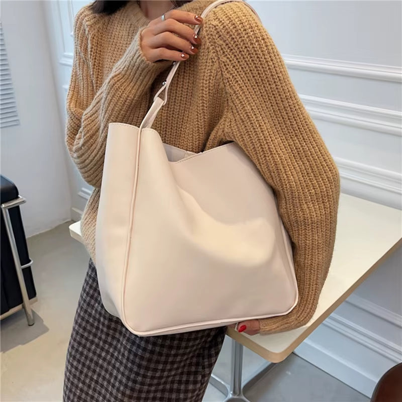 New Women Handbags PU Leather Shoulder Bags Shopping and Travel Bags Large Capacity Female'S Bags